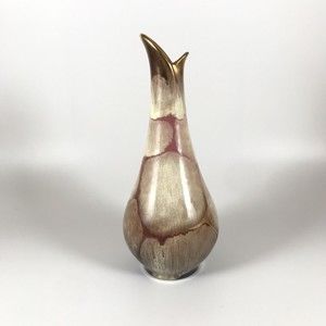 Carstens Tonnieshoff Ceramic Bud Vase 1950s 472 17 Germany MCM Gold Mauve Pink